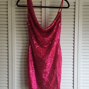 Forever 21 New Vibrant Pink Sequin Midi Dress